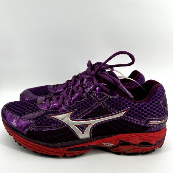 Mizuno Wave Rider 15 Neutral Running Shoes Lace Up Athletic Purple Red 8.5 - Picture 4 of 8